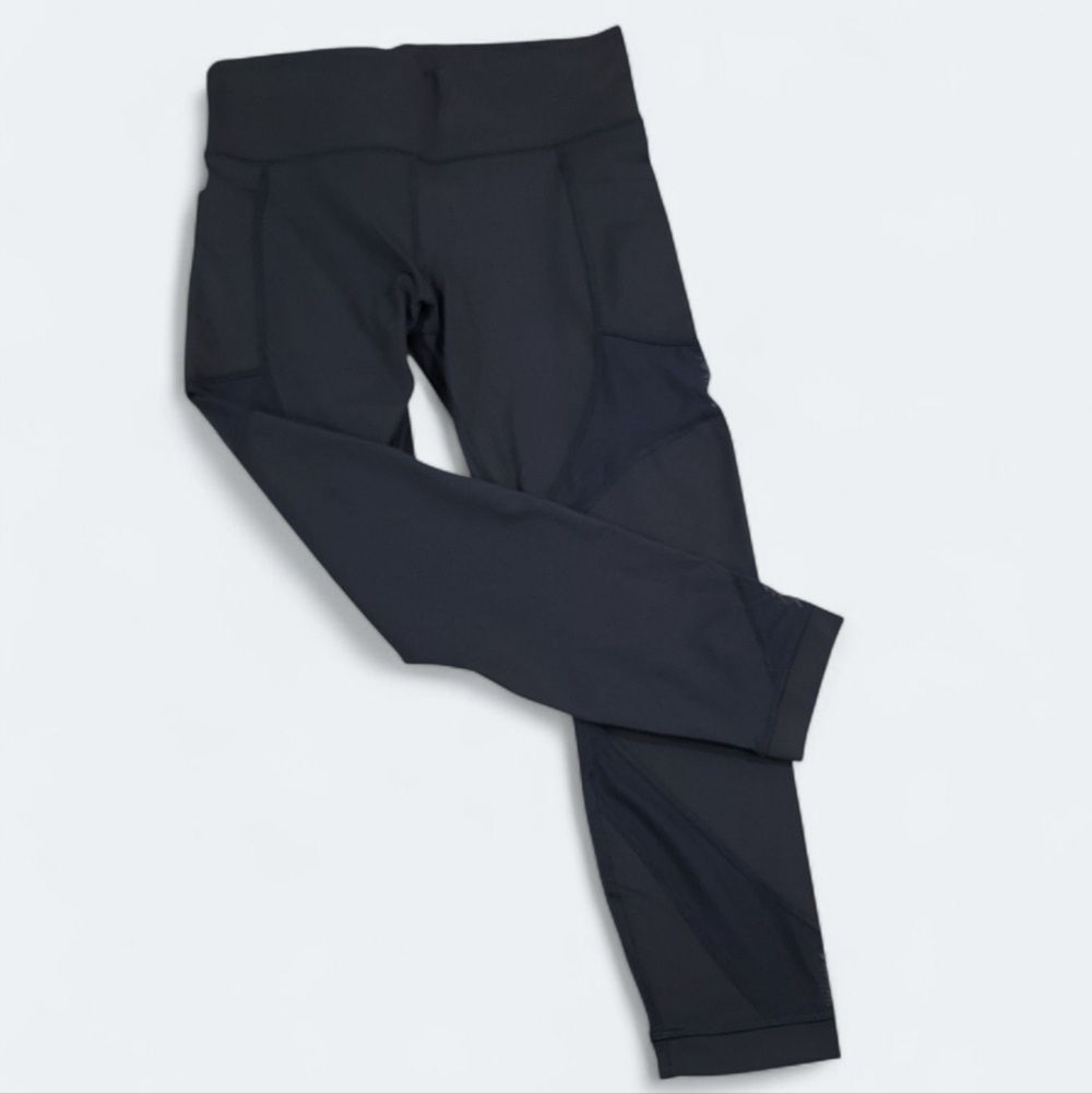 NEW Members Mark Compression Ankle Leggings With Pockets Mesh Accents Size L